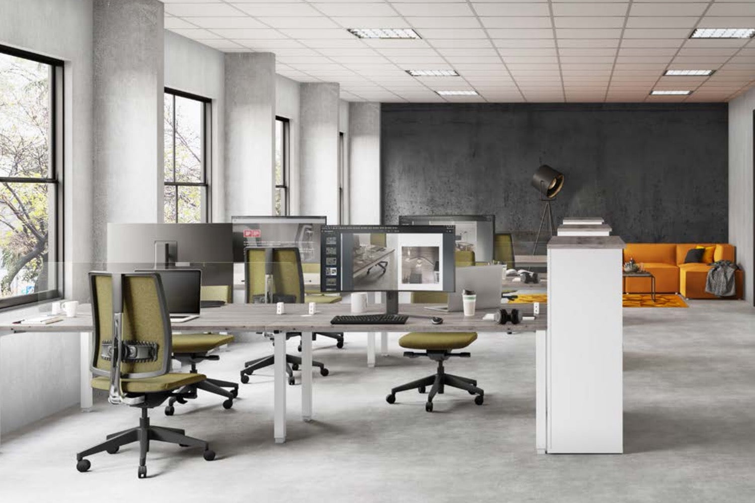 Locaux avec du mobilier standard de chez Happy Desk