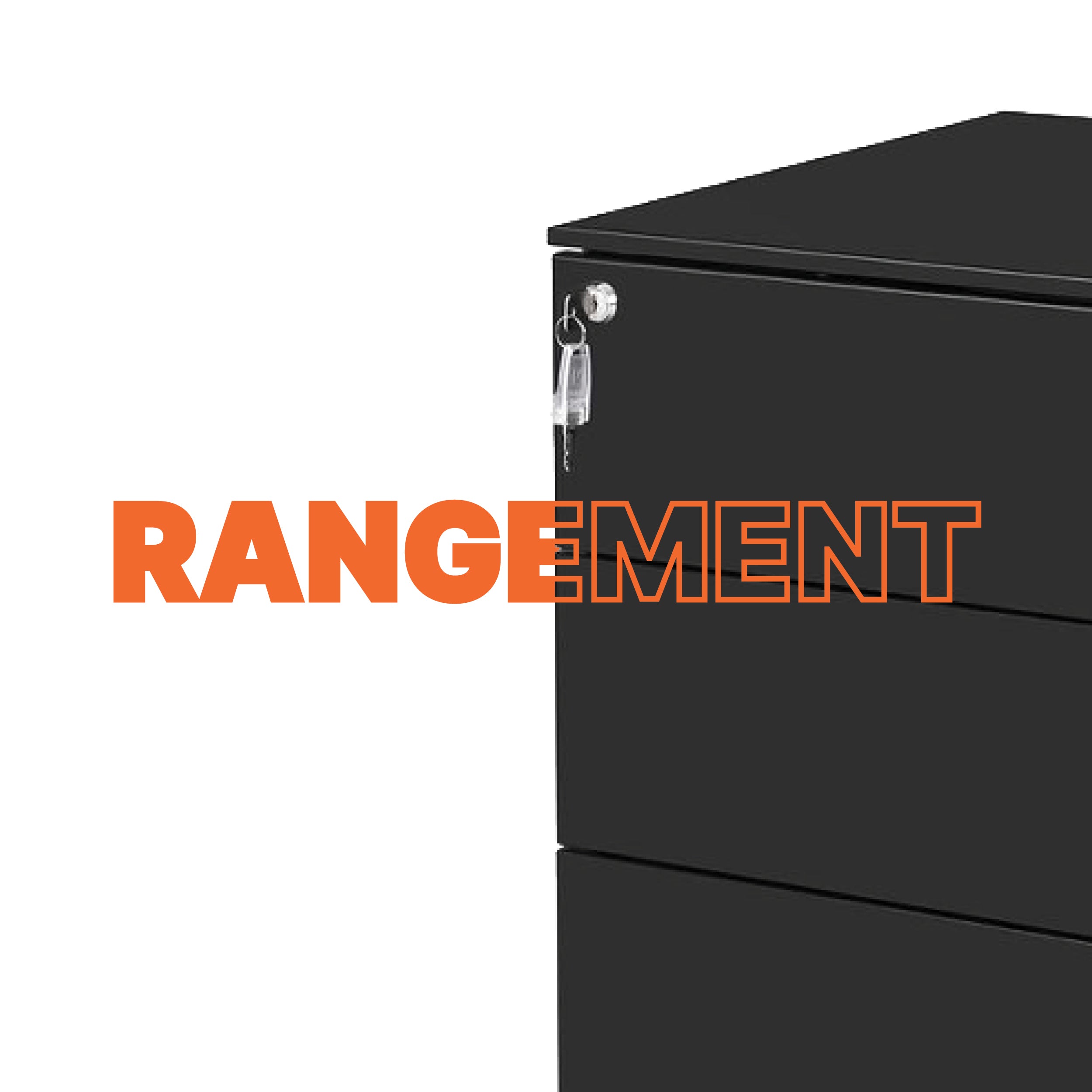 Image de rangement pour bureau avec caisson et clé