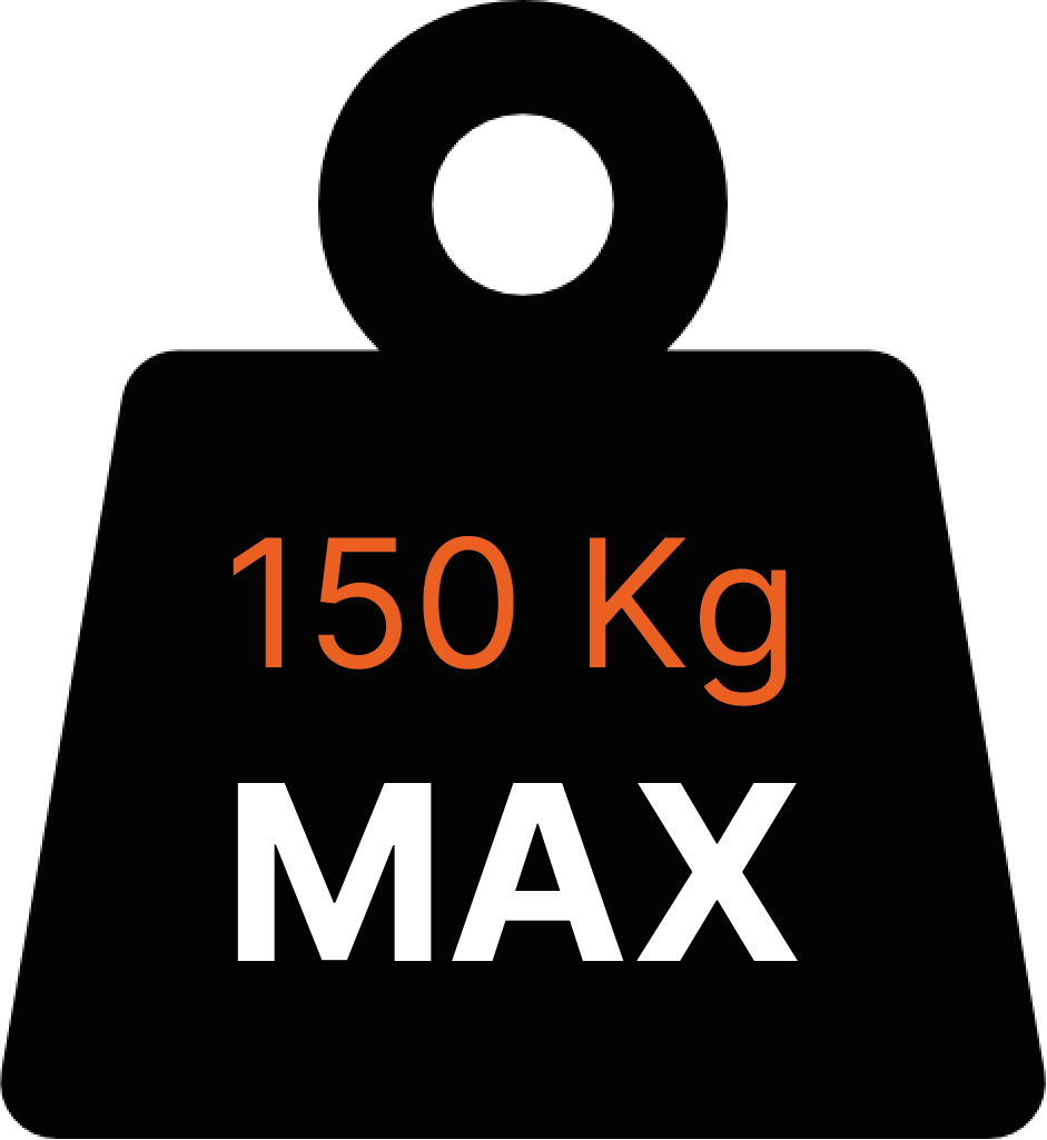 Icon d'un poids pesant 150 KG pour illsutrer ce que supporte la structure au maximum